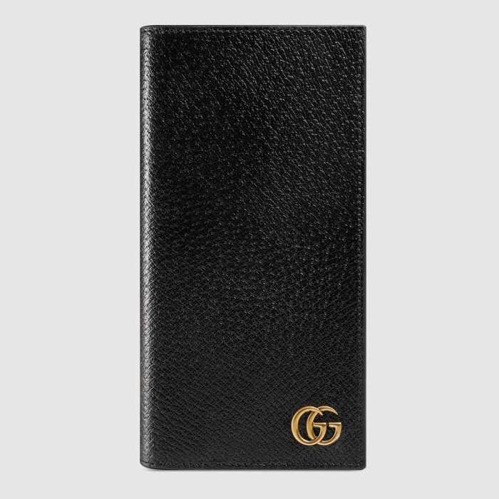 Gucci GG Unisex GG Marmont Leather Long ID Wallet in Black Leather