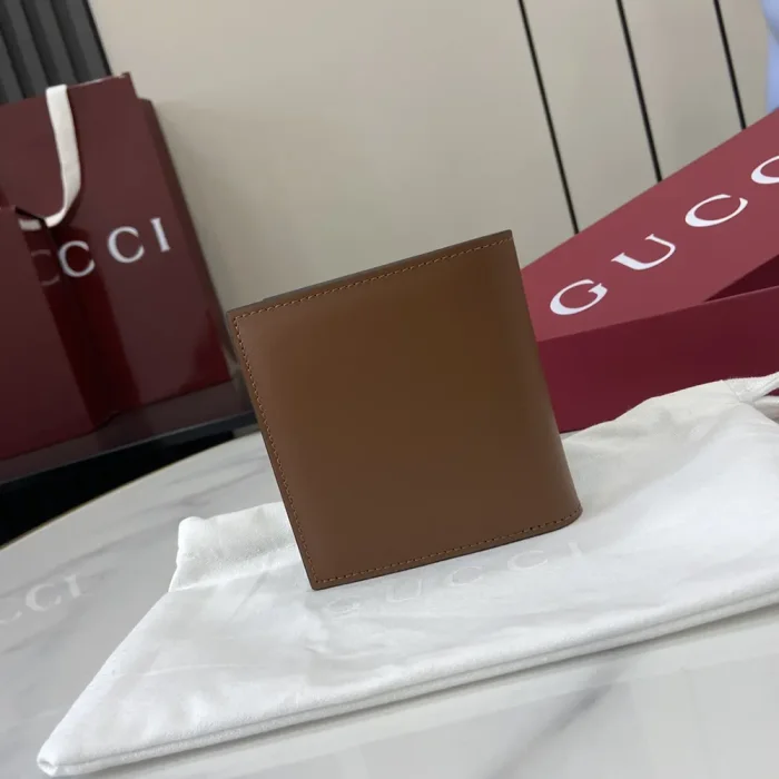 Gucci Unisex GG Emblem Bi Fold Embossed Wallet-Brown
