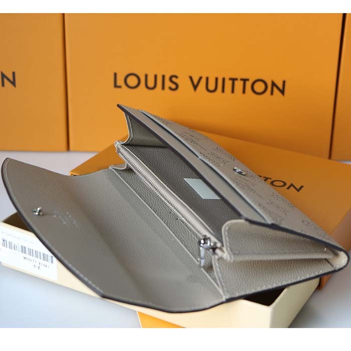 Louis Vuitton LV Unisex Iris Wallet Galet Grey Mahina Perforated Calf Leather