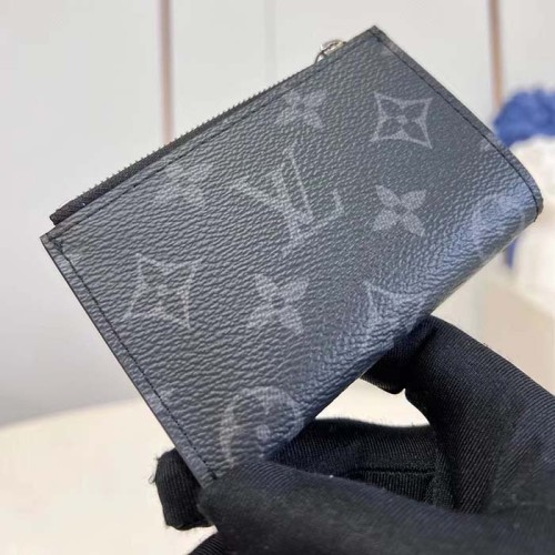 Louis Vuitton LV Unisex Coin Card Holder Monogram Eclipse Coated Canvas Cowhide Leather