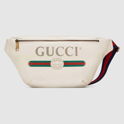Gucci GG Men Gucci Print Leather Belt Bag in Leather with Gucci Vintage Logo