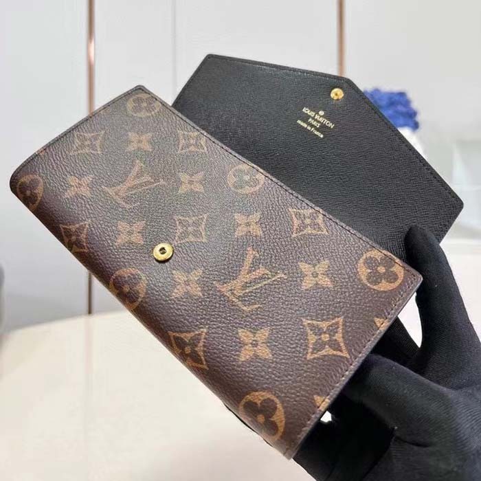 Louis Vuitton LV Unisex Sarah Wallet Monogram Reverse Coated Canvas Cowhide Leather