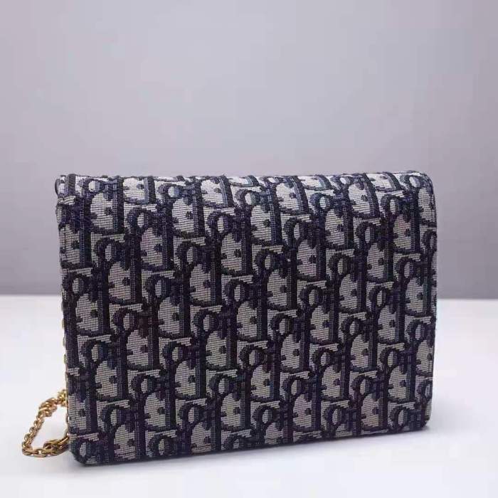 Dior Women Saddle Pouch Blue Dior Oblique Jacquard 'D' Stirrup