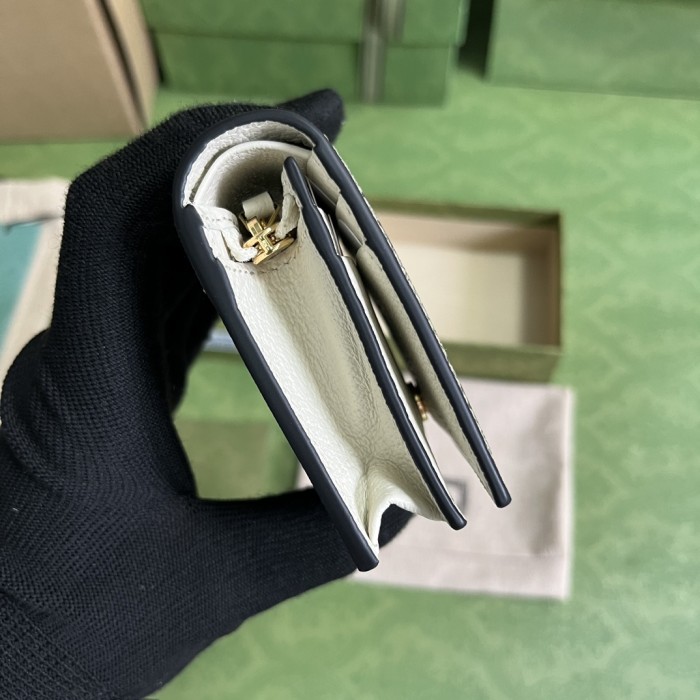 Gucci Unisex Animals Print Card Case Wallet Beige Ebony GG Supreme Canvas