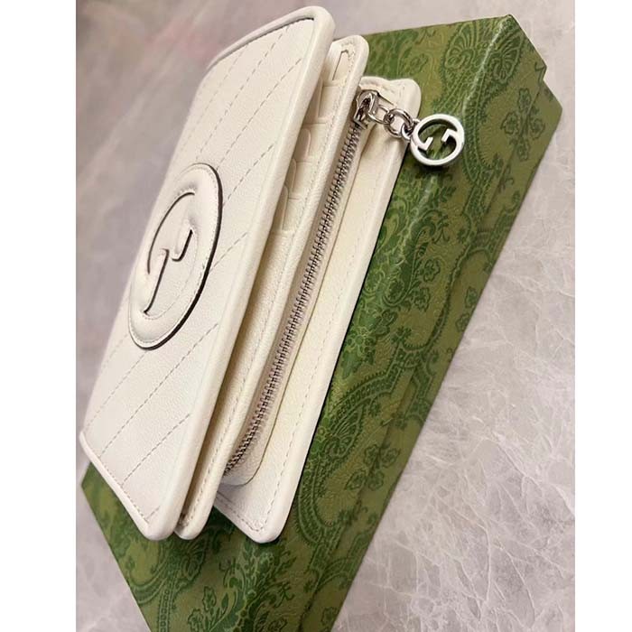 Gucci Unisex GG Gucci Blondie Wallet White Leather Round Interlocking G Taffeta Lining Style ‎760336 AACP7 9022