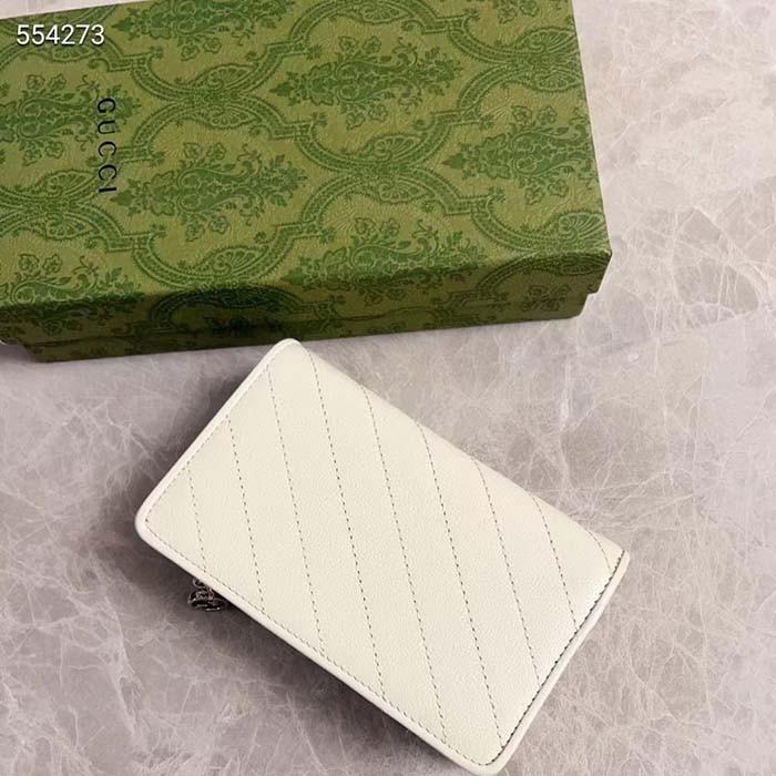 Gucci Unisex GG Gucci Blondie Wallet White Leather Round Interlocking G Taffeta Lining Style ‎760336 AACP7 9022
