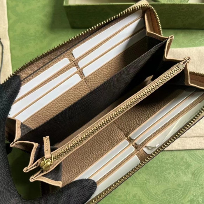 Gucci Unisex GG Zip Wallet Interlocking G Python Bow Rose Beige Leather