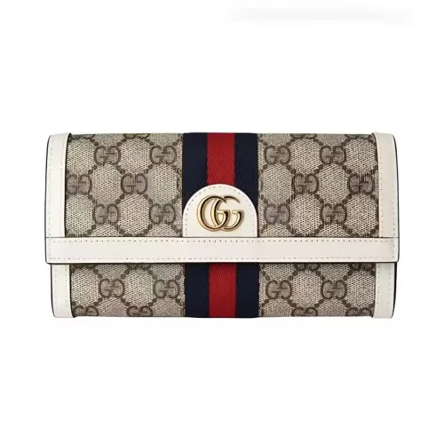 Gucci GG Unisex Ophidia Continental Wallet in GG Supreme Canvas-White