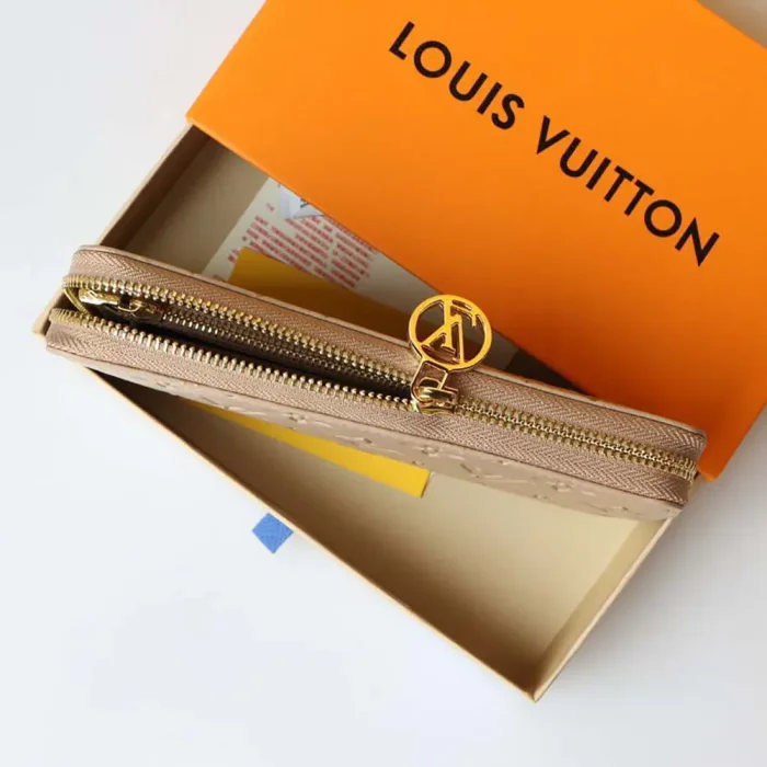 Louis Vuitton Unisex Zippy Wallet Monogram-embossed Lambskin-Taupe Brown