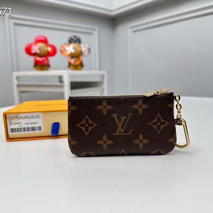 Louis Vuitton LV Unisex Key Pouch Pink Monogram Coated Canvas M82620