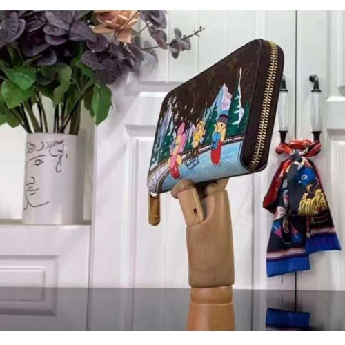 Louis Vuitton LV Unisex Zippy Wallet Pink Monogram Coated Canvas Grained Cowhide Leather