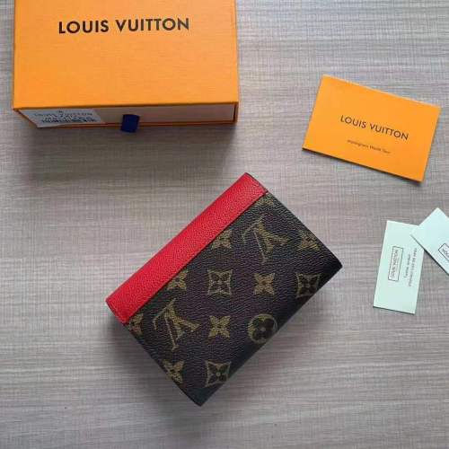 Louis Vuitton LV Women Pallas Compact Wallet in Monogram Canvas with Colored Calf Leather