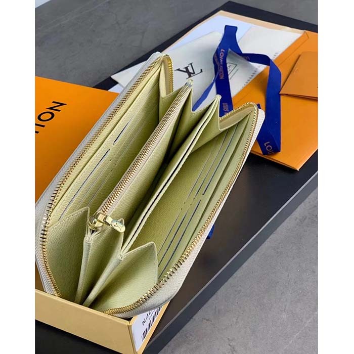 Louis Vuitton LV Unisex Zippy Wallet Damier Azur Coated Canvas Cowhide Leather