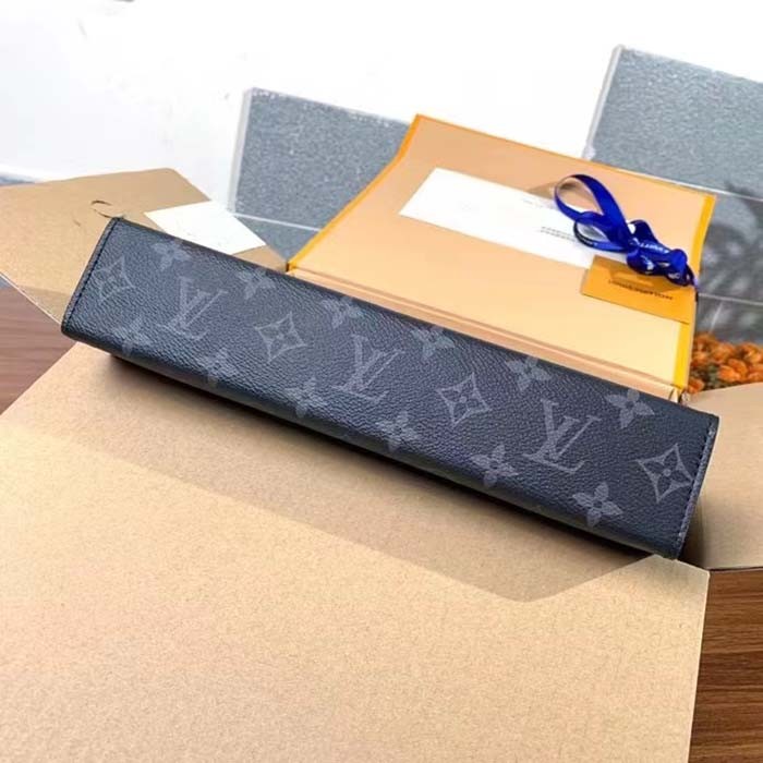 Louis Vuitton LV Unisex Pochette Voyage MM Black Grey Monogram Eclipse Canvas