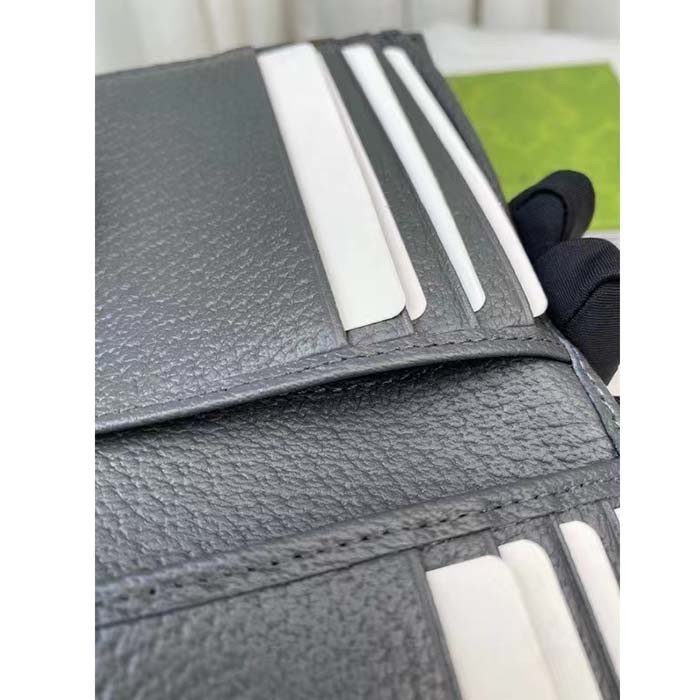 Gucci Unisex Wallet Cut-Out Interlocking G Black Grey GG Supreme Canvas