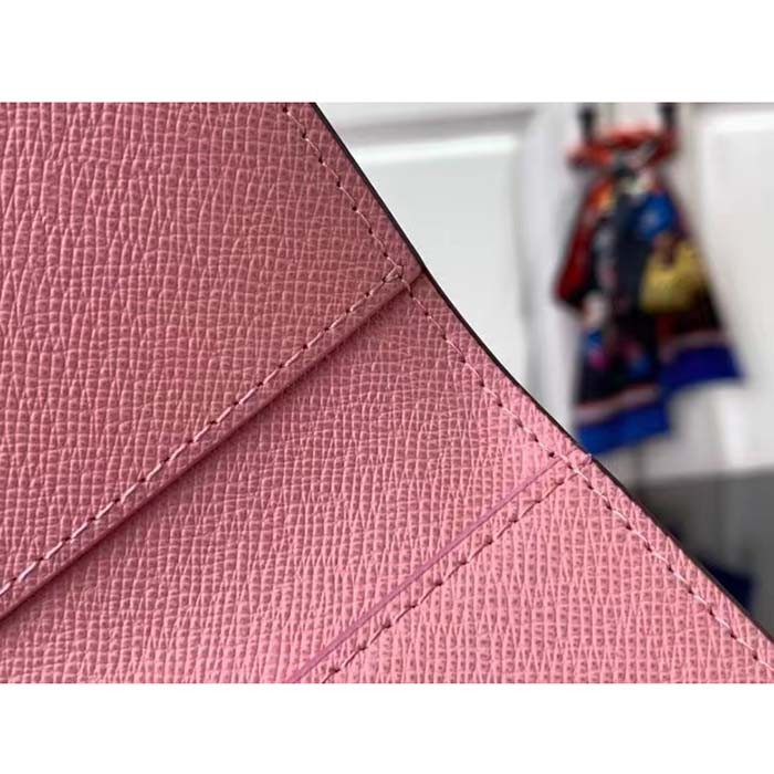 Louis Vuitton LV Unisex Passport Cover Pink Monogram Coated Canvas Grained Cowhide Leather