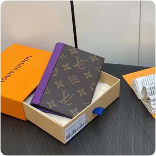 Louis Vuitton LV Unisex Passport Cover Purple Monogram Macassar Coated Canvas Cowhide Leather