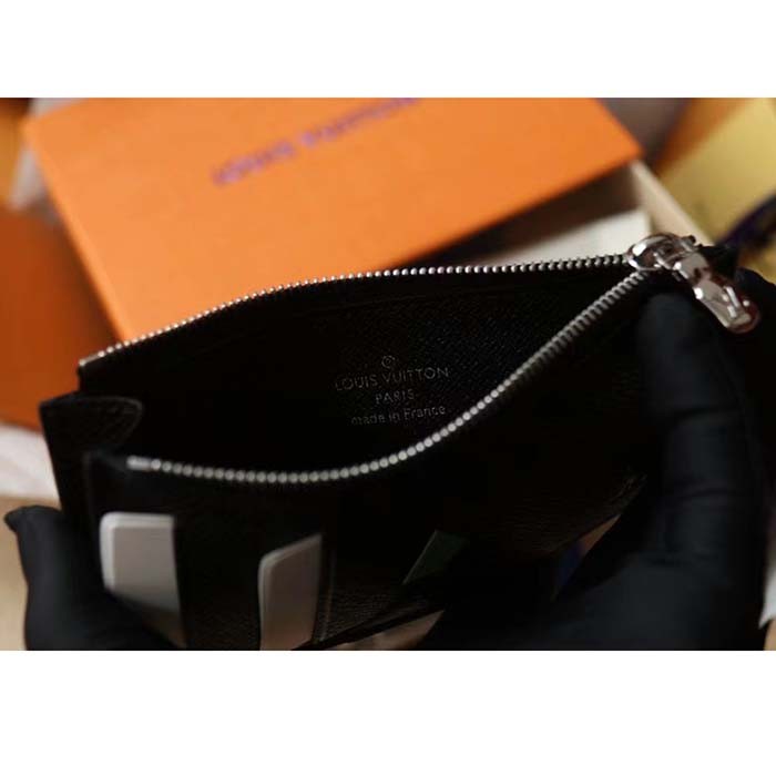 Louis Vuitton LV Unisex Coin Card Holder Taiga Cowhide Leather 4 Card Slots