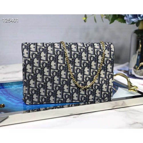 Dior Women Saddle Wallet Blue Dior Oblique Jacquard 'D' Stirrup