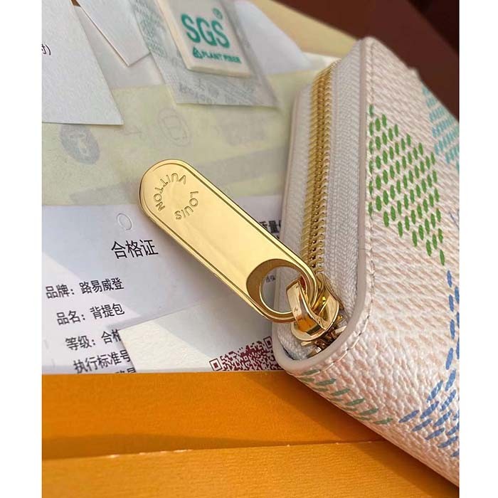 Louis Vuitton LV Unisex Zippy Wallet Pistachio Green Damier Coated Canvas N40748