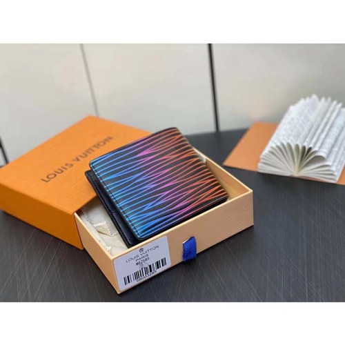 Louis Vuitton LV Unisex Slender Wallet Gradient Electric Sun Calf Leather Textile Lining