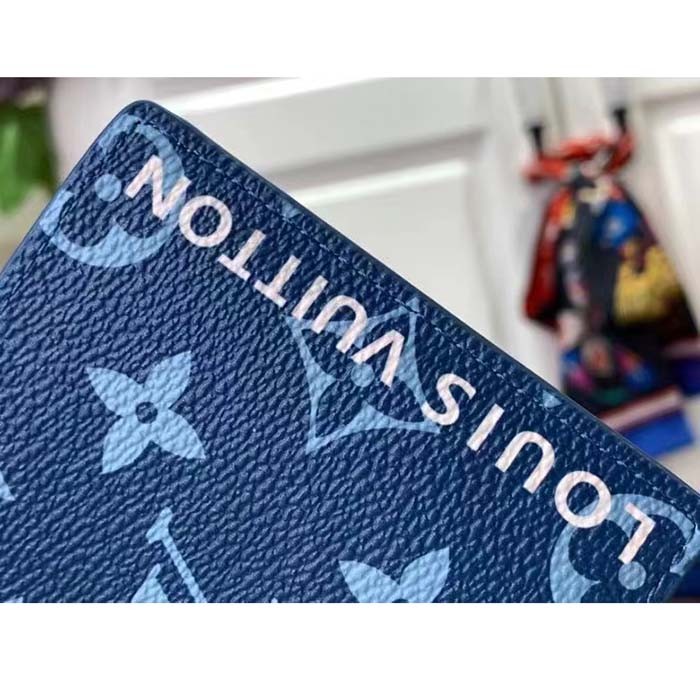 Louis Vuitton LV Unisex Slender Wallet Atlantic Blue Monogram Coated Canvas