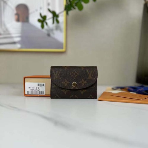 Louis Vuitton LV Unisex Rosalie Coin Purse Fuchsia Pink Monogram Coated Canvas Grained Cowhide Leather