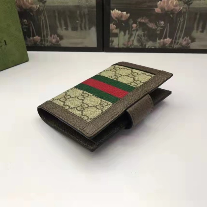 Gucci Unisex Ophidia GG Passport Case Beige Ebony GG Supreme Canvas