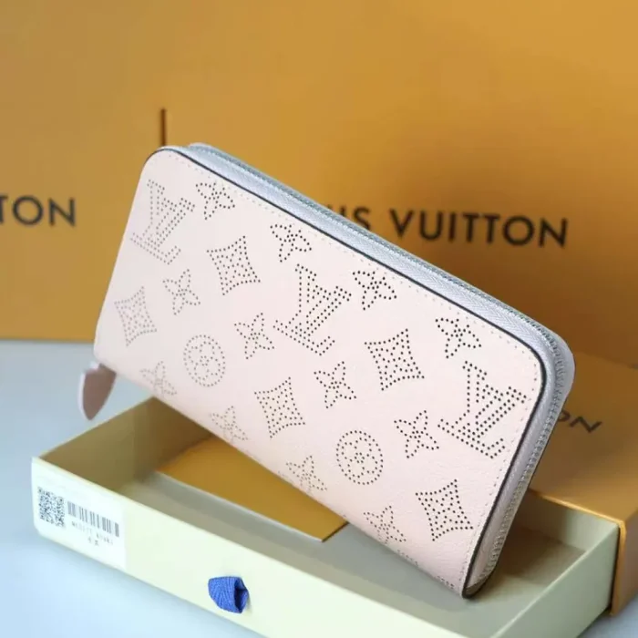 Louis Vuitton LV Women Zippy Wallet Mahina Perforated Calf Leather-Pink