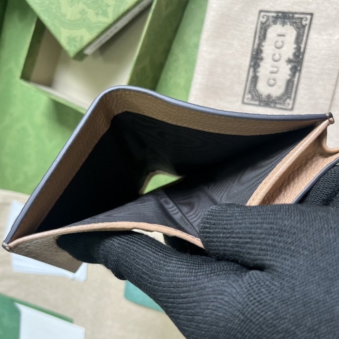 Gucci Unisex GG Wallet Interlocking G Python Bow Rose Beige Leather Moiré Lining