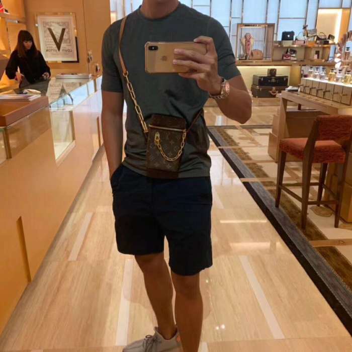 Louis Vuitton LV Unisex Phone Box Bag in Monogram Coated Canvas-Brown