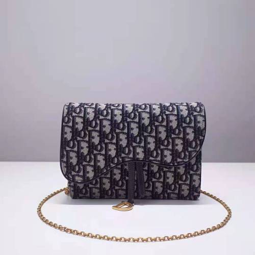 Dior Women Saddle Pouch Blue Dior Oblique Jacquard 'D' Stirrup