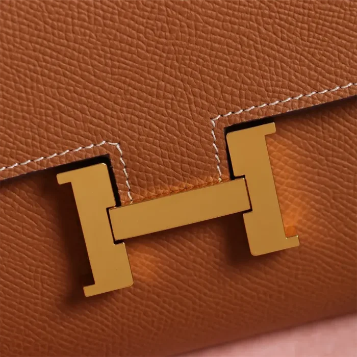 Hermes Women Constance Long To Go in Epsom Leather-Brown/Gold