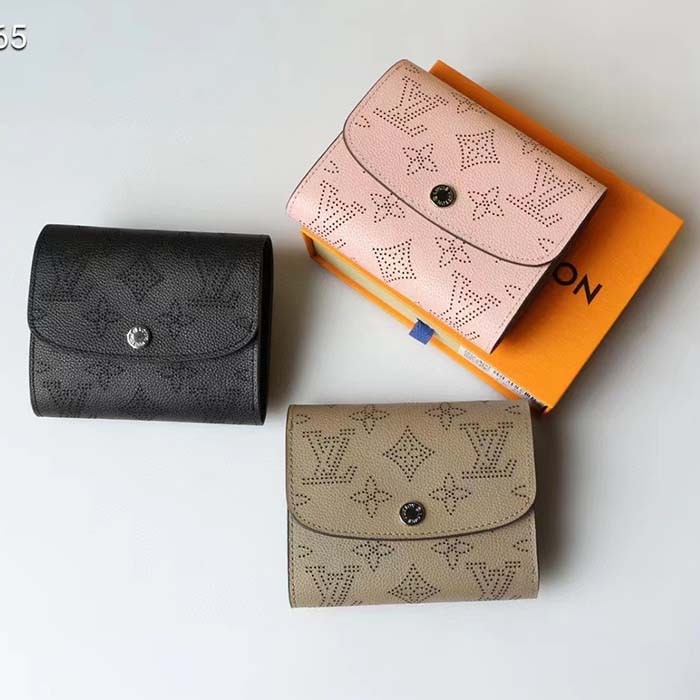 Louis Vuitton LV Unisex Iris Compact Wallet Mahina Perforated Calf Leather