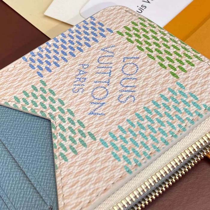 Louis Vuitton LV Unisex Romy Card Holder Green Damier Coated Canvas N40639