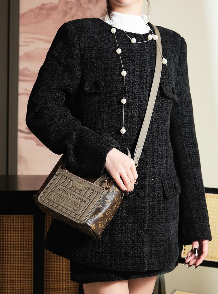 NEVERFULL BANDOULIERE INSIDE OUT BB - BLACK & Rose & DARK FANGO