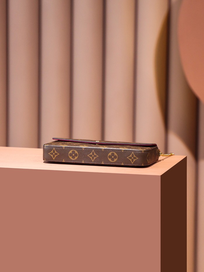 POCHETTE FELICIE BROWN & WHITE CANVAS & BROWN MONGRA