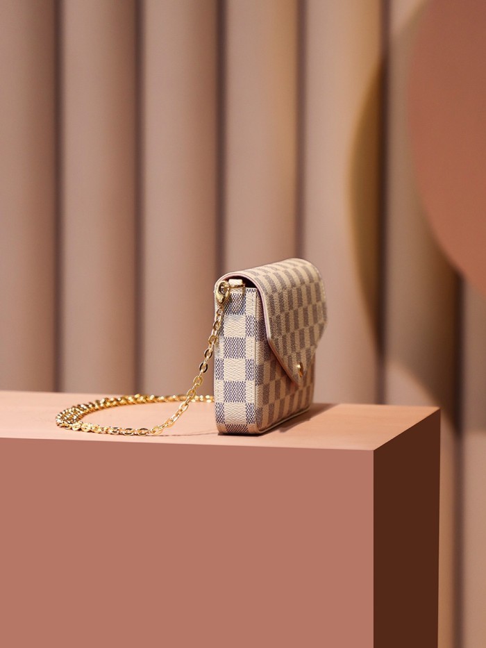 POCHETTE FELICIE BROWN & WHITE CANVAS & BROWN MONGRA