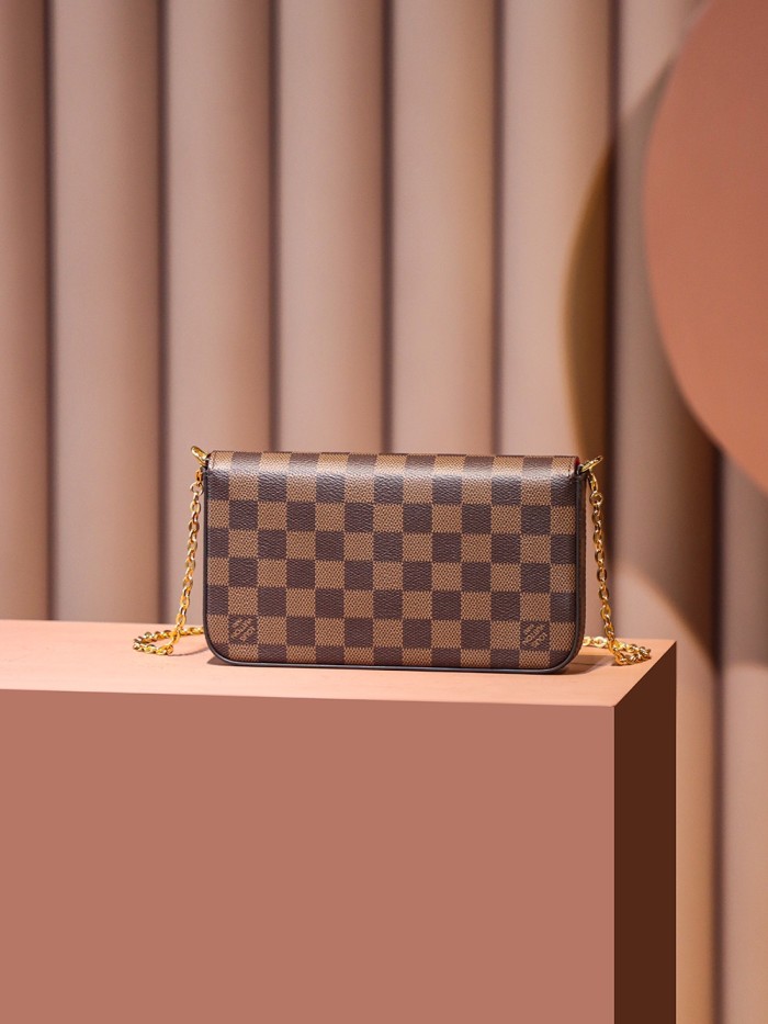 POCHETTE FELICIE BROWN & WHITE CANVAS & BROWN MONGRA