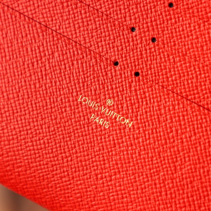 POCHETTE FELICIE BROWN & WHITE CANVAS & BROWN MONGRA