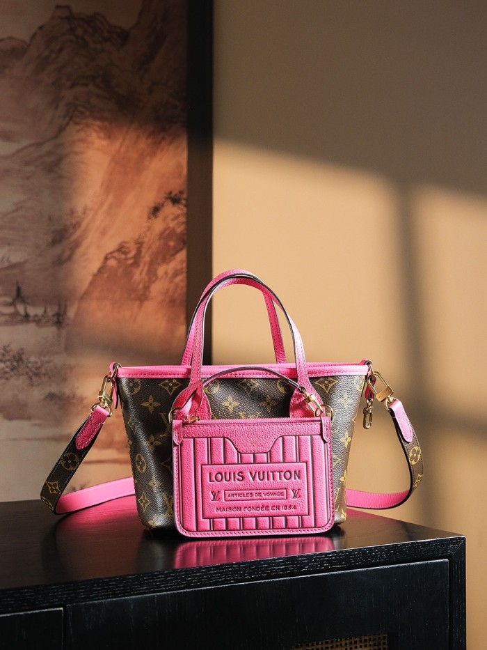 NEVERFULL BANDOULIERE INSIDE OUT BB - BLACK & Rose & DARK FANGO