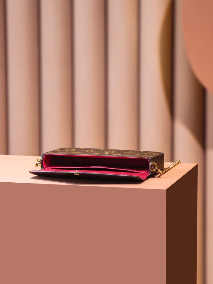 POCHETTE FELICIE BROWN & WHITE CANVAS & BROWN MONGRA