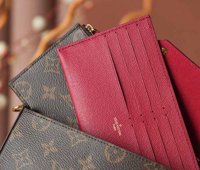 POCHETTE FELICIE BROWN & WHITE CANVAS & BROWN MONGRA