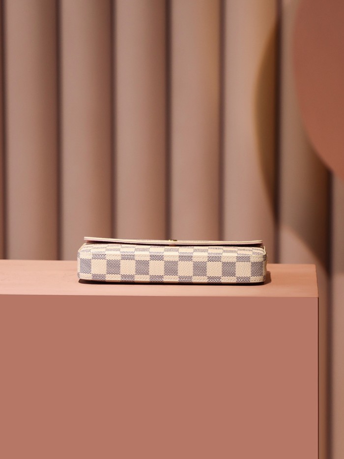 POCHETTE FELICIE BROWN & WHITE CANVAS & BROWN MONGRA