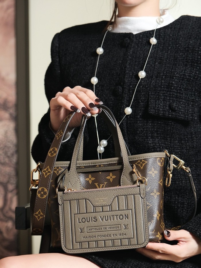 NEVERFULL BANDOULIERE INSIDE OUT BB - BLACK & Rose & DARK FANGO