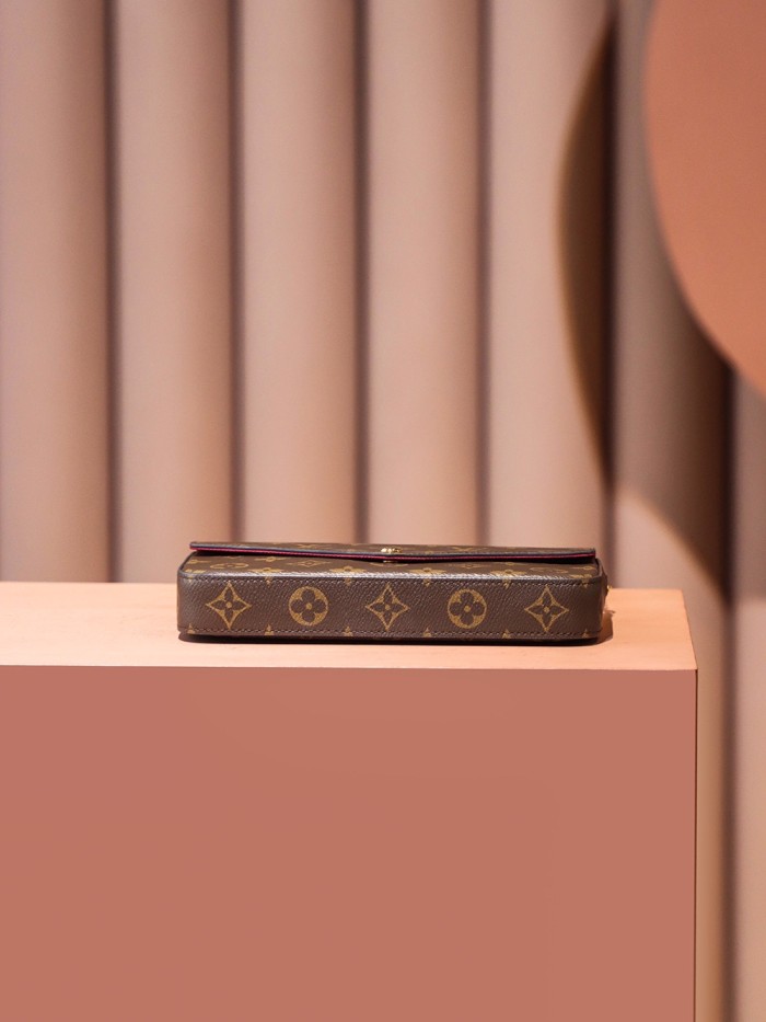 POCHETTE FELICIE BROWN & WHITE CANVAS & BROWN MONGRA