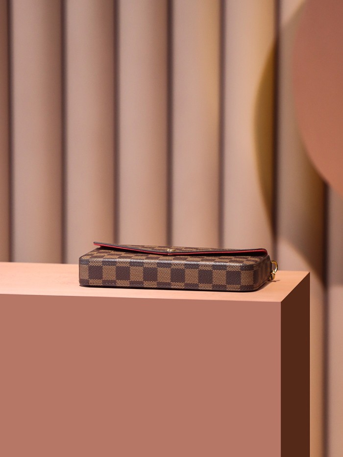 POCHETTE FELICIE BROWN & WHITE CANVAS & BROWN MONGRA