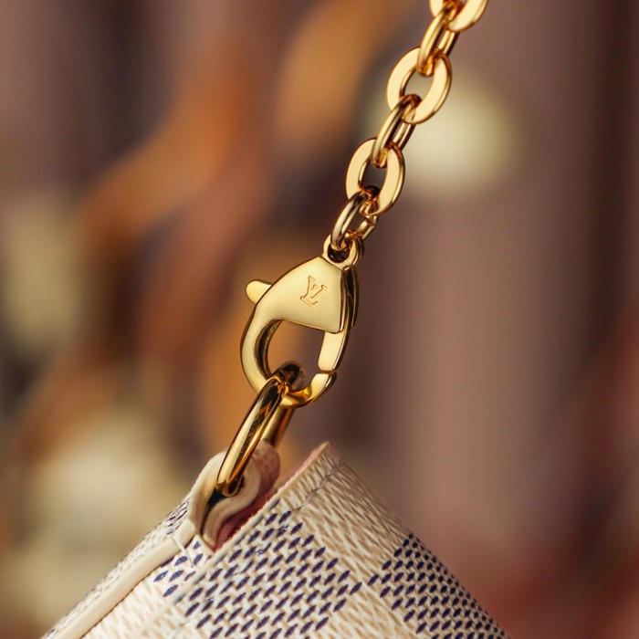 POCHETTE FELICIE BROWN & WHITE CANVAS & BROWN MONGRA