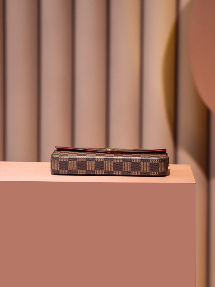 POCHETTE FELICIE BROWN & WHITE CANVAS & BROWN MONGRA