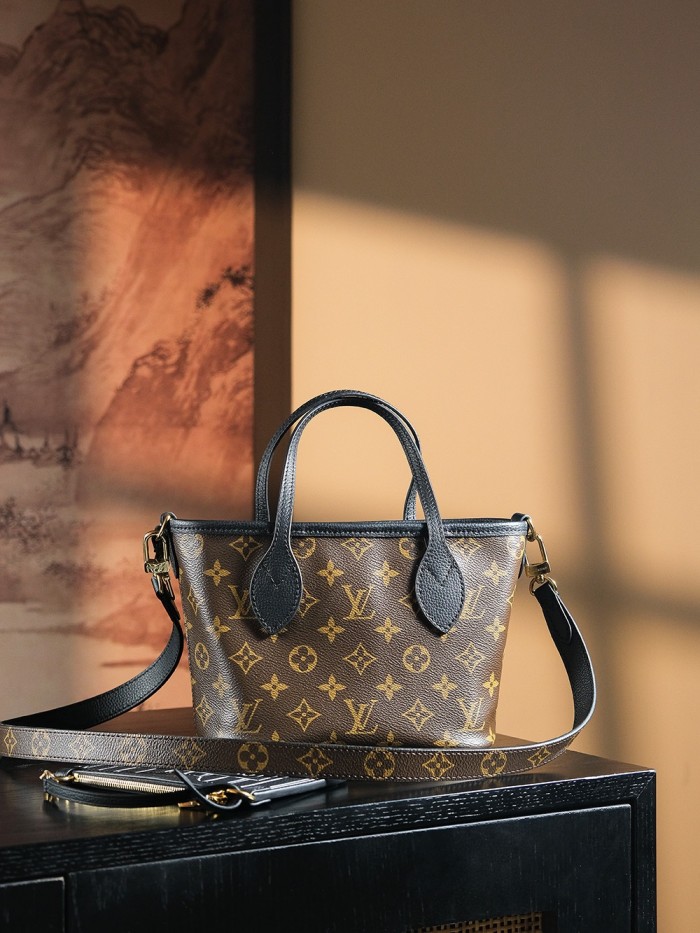 NEVERFULL BANDOULIERE INSIDE OUT BB - BLACK & Rose & DARK FANGO